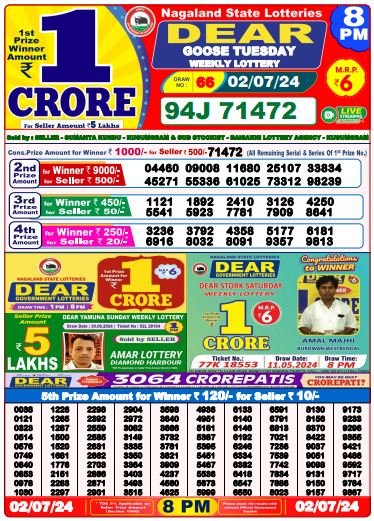 Dhankesari Dear Lottery Evening Result 8:00 PM 2.7.2024