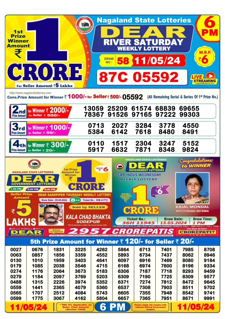 Dhankesari Dear Lottery Today Result 6:00 PM 11.5.2024