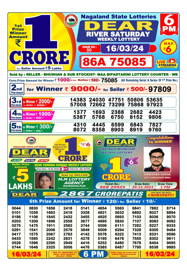 Dhankesari Lottery Sambad 16.3.2024 Result 1PM, 6PM and 8PM