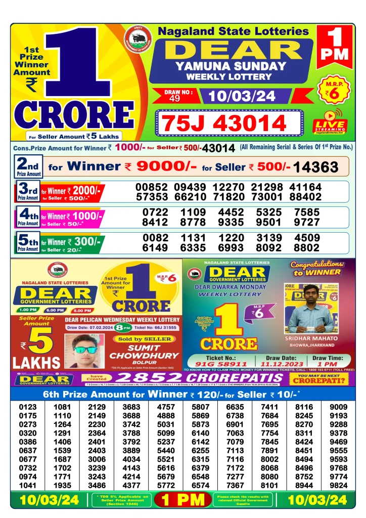 Dhankesari Lottery Sambad 10.3.2024 Result 1PM, 6PM and 8PM