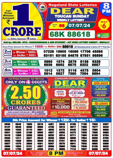 Dhankesari Lottery Sambad 7.7.2024 Result 1PM, 6PM and 8PM