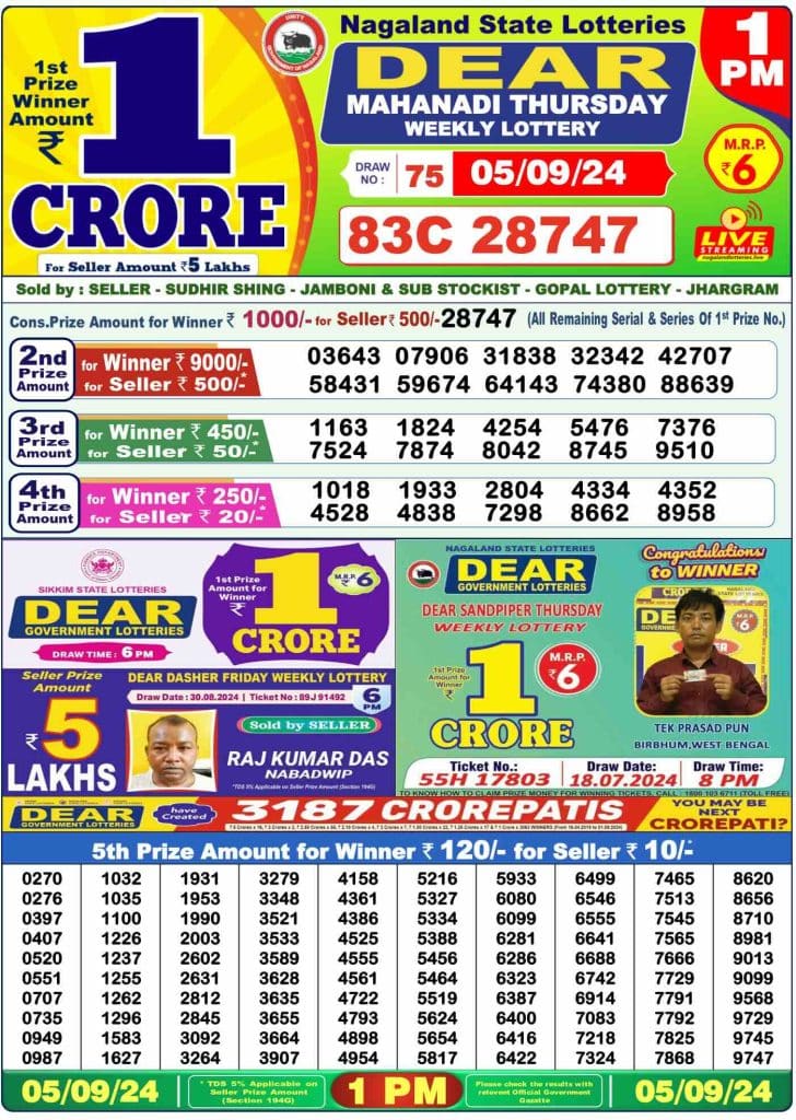 Dhankesari Dear Morning Lottery Result 1:00 PM 5.9.2024