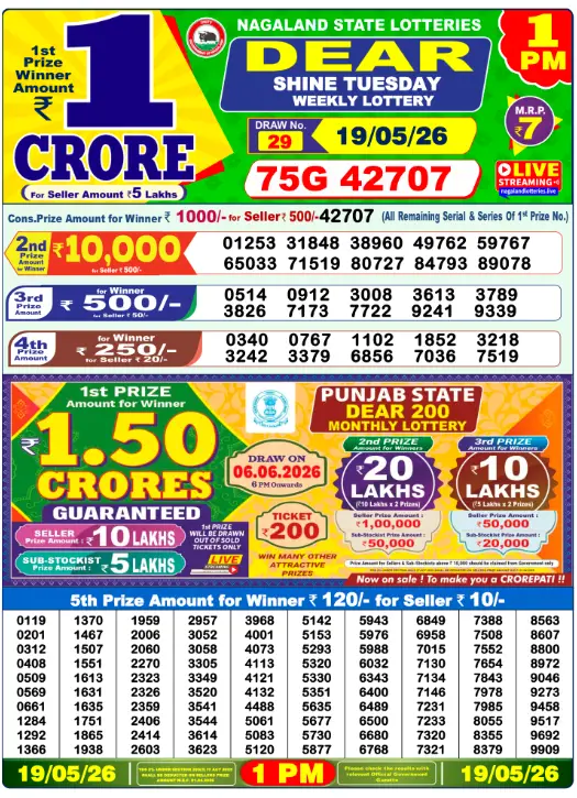 Dhankesari Dear Morning Lottery Result 1:00 PM 19.5.2026
