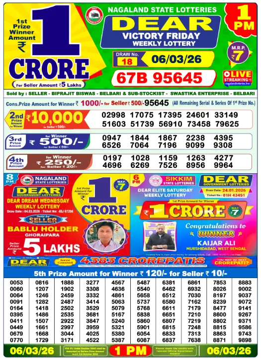Dhankesari Dear Morning Lottery Result 1:00 PM 5.3.2026