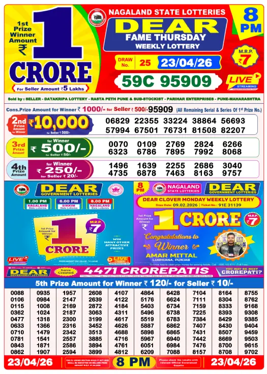 Dhankesari Result 8:00 PM Lottery Sambad Evening 23.4.2026